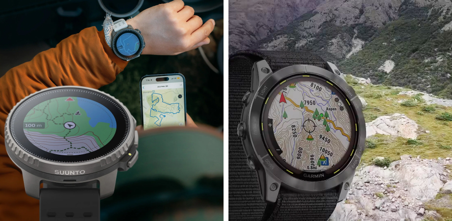 смартгодинники Suunto Vertical Titanium Solar і Garmin Enduro 2 — мапи
