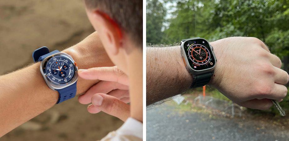 Galaxy Watch Ultra 2025 чи Apple Watch Ultra 2 на руці та в руках