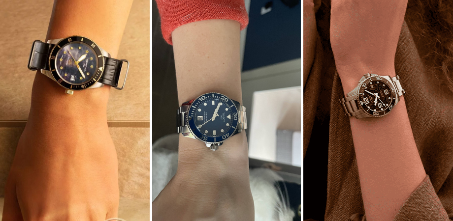 годинники Certina DS PH100M Lady, Tissot Seastar Lady, Longines HydroConquest Lady
