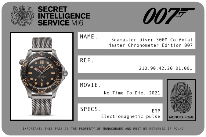 титановые часы Seamaster Diver 300M Co-Axial Master Chronometer «Edition 007»