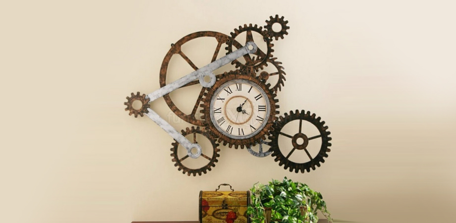 Дизайн настінного годинника у формі шестерні та шестерень навколо