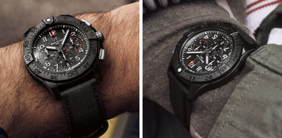 часы Breitling Avenger - черные на руке