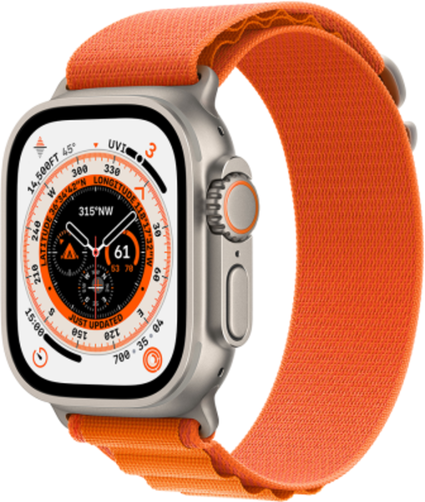 

Смарт-часы Apple Watch Ultra GPS + Cellular 49mm Titanium Case with Orange Alpine Loop M (MQFL3UL/A), MQFL3UL/A
